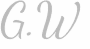 Monogramme stylisé gris en écriture cursive et élégante, affichant clairement les initiales G.W.